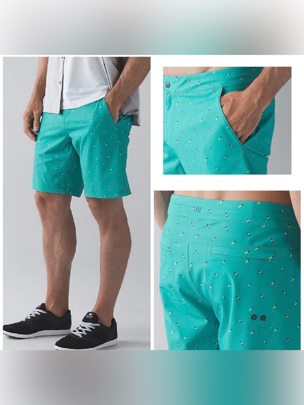 lululemon Mens Commission Short Board Short Swim Suit Arctic Teal Sz34